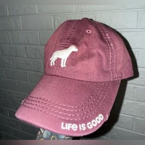 LIFE IS GOOD hat dog lover baseball cap strapback adjustable OS ✨